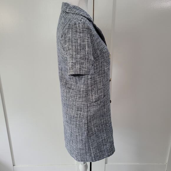 Pomelo Size XXS Tweed Double Breasted Mini Dress Gray Gold Buttons - Picture 2 of 9